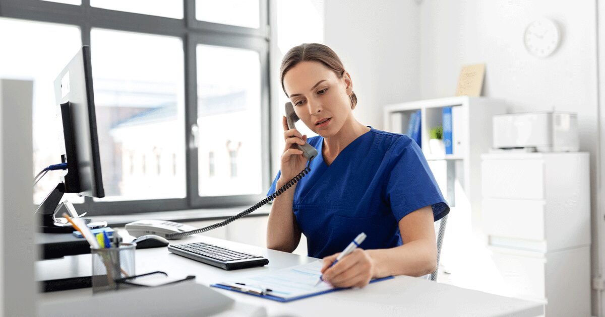 Healthcare professional providing follow-up care over the phone after an abortion.